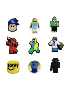 9pcs Roblox Series Shoe Accessories PVC Soft Gel DIY Detachable Holiday Gifts, Cartoon Style, All Seasons, Shoe Accessories