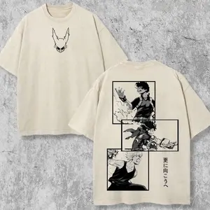 Retro Vintage Limited Boku No Hero Bakugo Deku Shoto - My Hero Academia Anime Double Printed Oversized Washed Tee Unisex Oversize Anime Manga Acid Washed T-Shirt, Anime Lover ELG