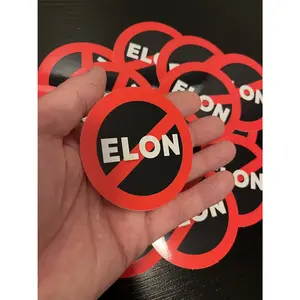 Anti Elon round NO Bumper Sticker for Tesla Owners Musk Went Crazy Gift Accessory Decal for Model X 3 Y S 3In Wnaldc