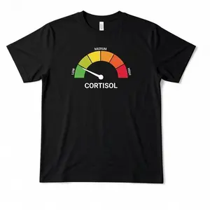 High Cortisol Low Cortisol Funny Casual  Cotton Heavyweight Short Sleeve Shirt