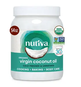 Nutiva Organic Virgin Coconut Oil – Unrefined Natural Moisturizer for Skin, Hair & Body, 54 fl oz
