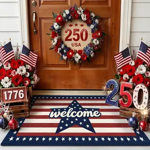 1PC American Vintage Flag Theme Rug, Washable Indoor Outdoor Carpet, Non-Slip Front Door Mat, Home Decor for Porch, Entryway, Patio, Garage, Office