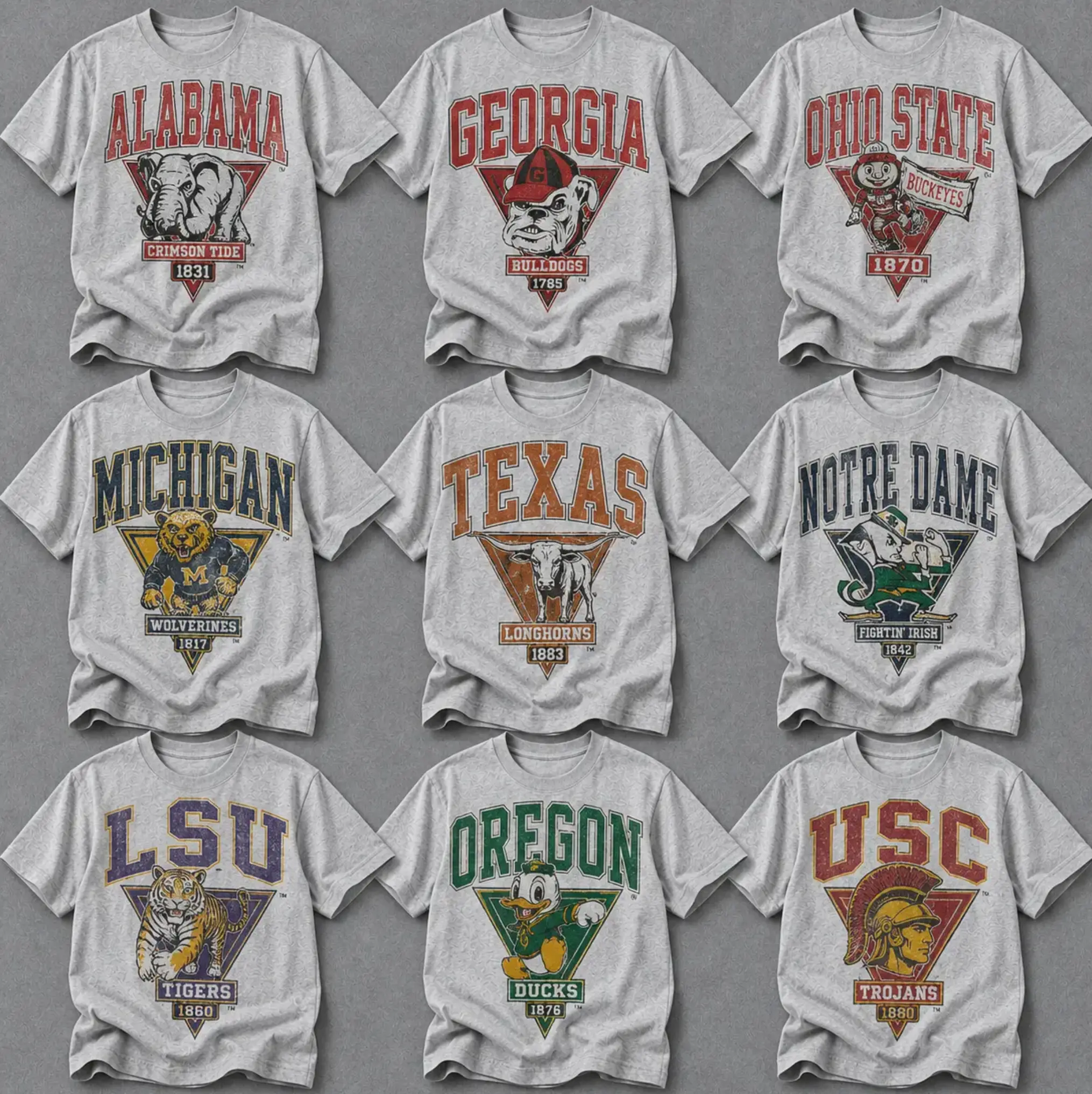 [Sale 50% off] Vintage All Team College Football Mascot Unisex T-Shirt, Game Day Outfit Shirt, Football Fan Apparel, Back To School College University Shirt, Gift for Football Fans
