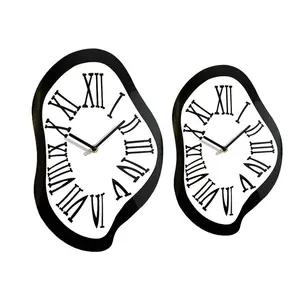 Melting Wall Clock Roman Numeral Clock Silent Sweep Wall Clock Distorted Clock Wall Clock for Gift Living Room Office Shelf Shop