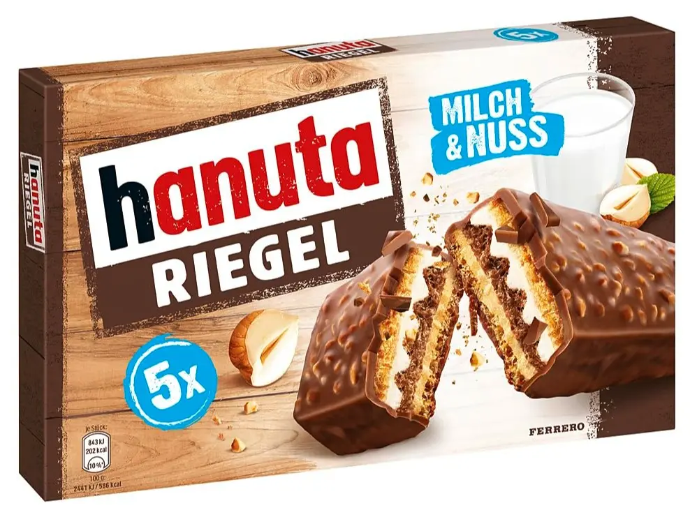 Ferrero Hanuta Riegel Bars 5 pieces 173g Crunchy Candy Wafers
