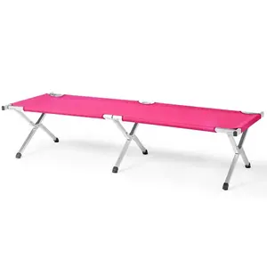Outdoor Camping Cot, Portable Folding Cots for Sleeping with Carry Bag, Outdoor Camping Bed for Adults, Support 275 Lbs (Pink)  fishing camp bed