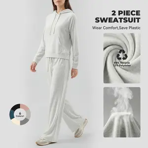 SHOWITTY Women's 2 Piece Sweatsuit – Casual Long Sleeve Hoodie & Loose Wide Leg Sweatpants with Pockets