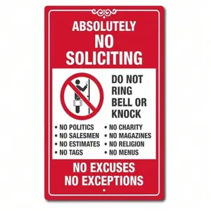 No Soliciting Metal Sign for Front Door Dont Knock or Ring Bell Home Business Security Halloween Wall Decor Yard Sign