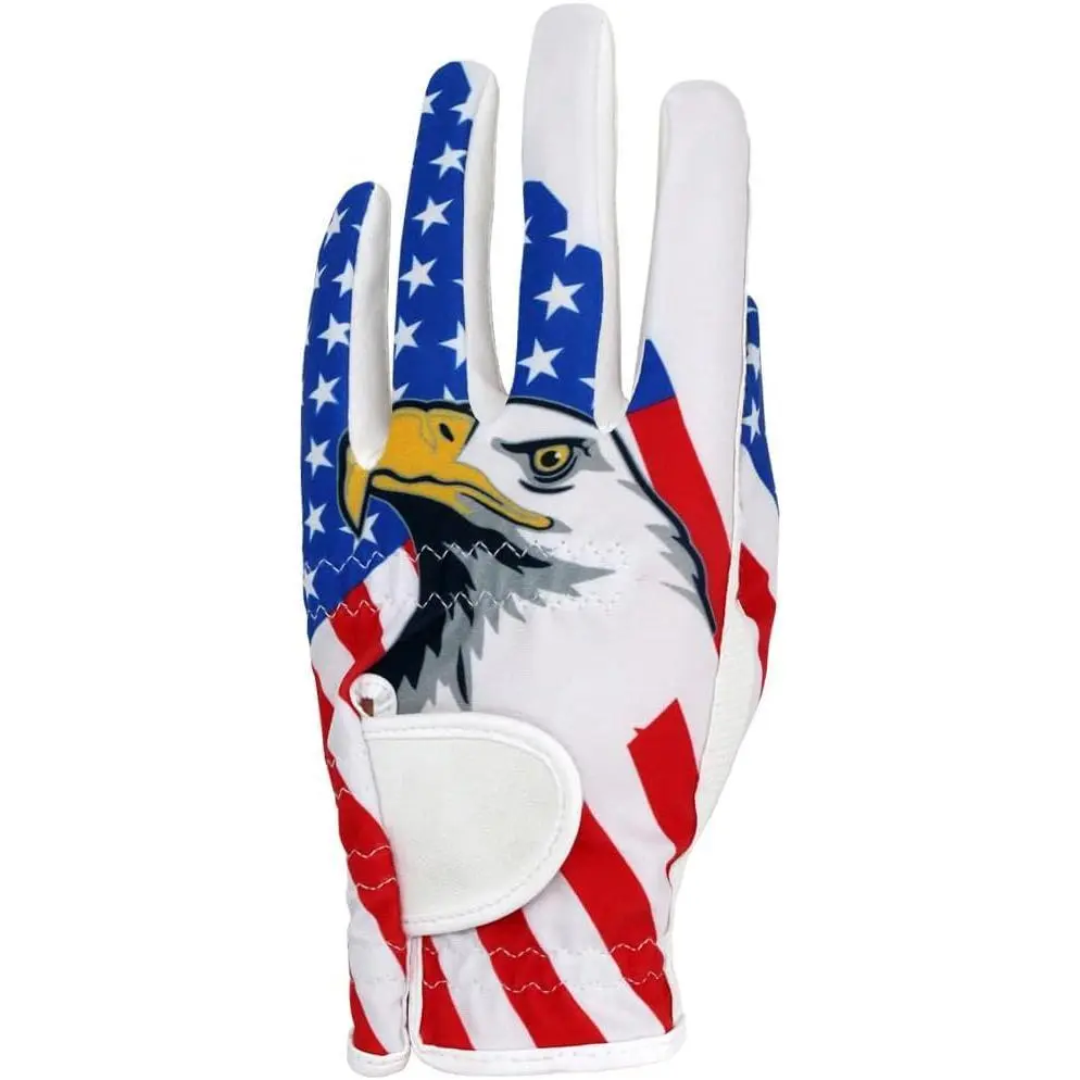 Golf Gloves for Men and Women Left Hand for Right Handed Golfer Eagle Printing Lycra Fiber Adjustable Closure Golf Glove