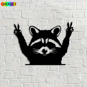 1pc Raccoon Metal Wall Art, Playful Raccoon Statue Mural, Ideal Gift for New Year, Easter, Animal Decor Enthusiasts, Weather-Resistant Metal Wall Decor Wall Sculptures, Perfect for Garden Fence & Living Room Wall, Charming Outdoor & Indoor Decor