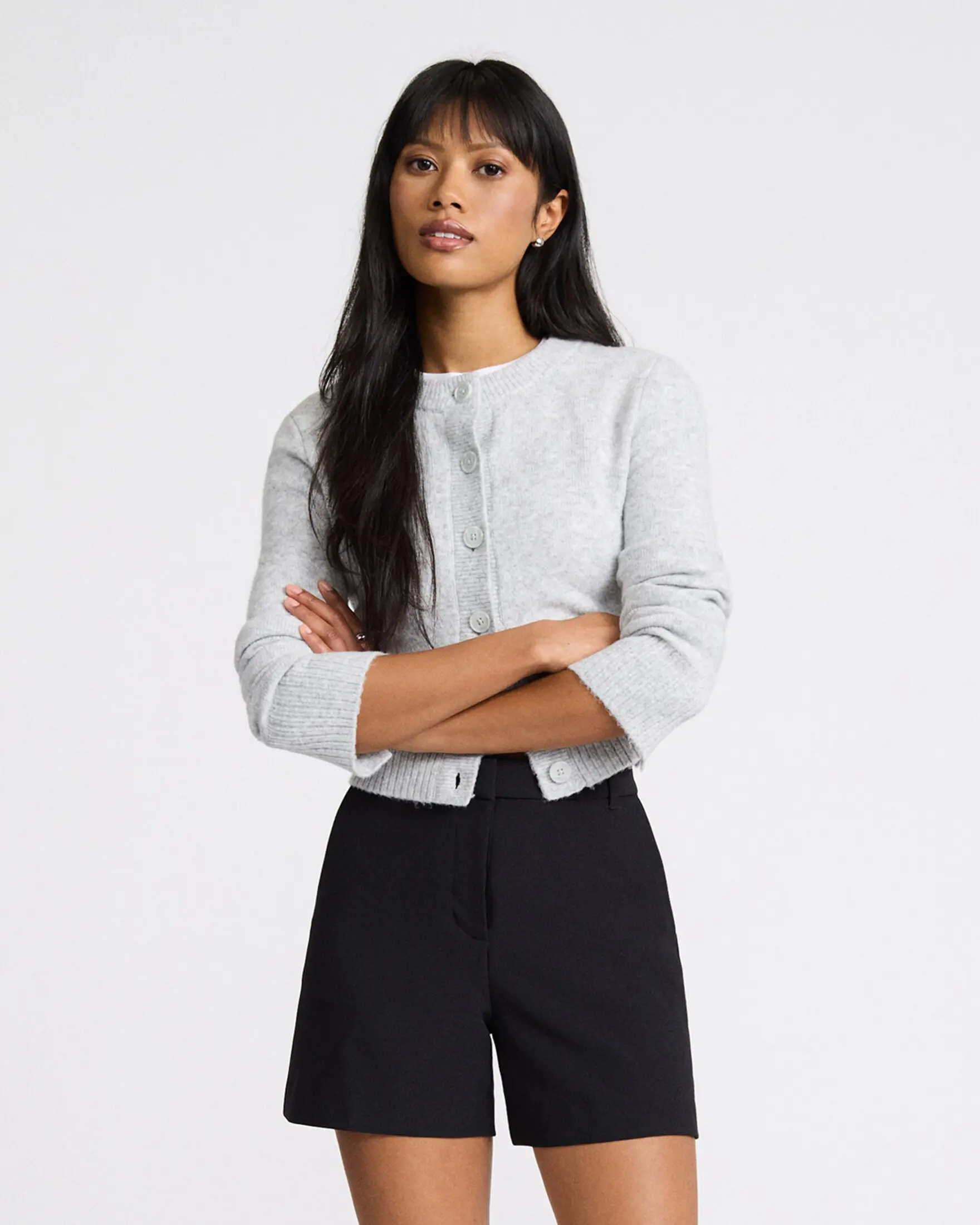 Express Women's Editor Trouser Shorts, High Waisted Comfortable Fitted Bottom in Studio Stretch Twill Fabric