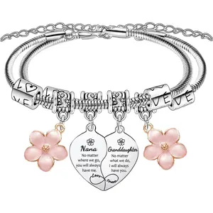 Nana Granddaughter Bracelets for 2 count Heart Matching Bracelets for Grandma and Granddaughter Gifts for Nana Birthday Present for Grandma Granddaughters  Christmas Thanksgiving