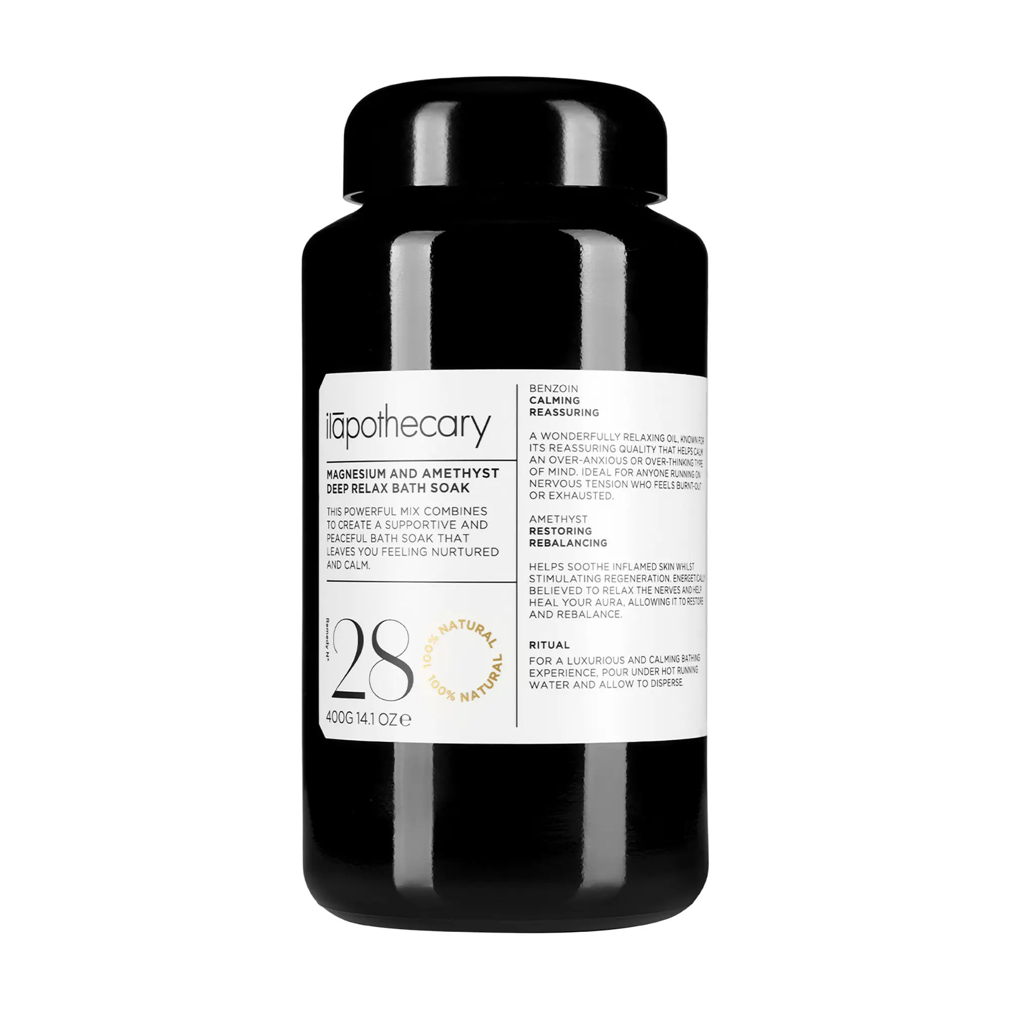 ilapothecary Magnesium and Amethyst Deep Relax Bath Soak - Gluten Free - Mineral Salt Magnesium Bath Soak - Alcohol and Nut Free - 400 g