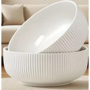 Large Serving Bowl Set, 8 inch 60 oz Deep Ceramic Bowls for Kitchen, White Dishwasher & Microwave Safe Bowls for Soup, Cereal, Pasta, Salad, Easy to Clean, Durable and Versatile head lamp ting  ting  decor