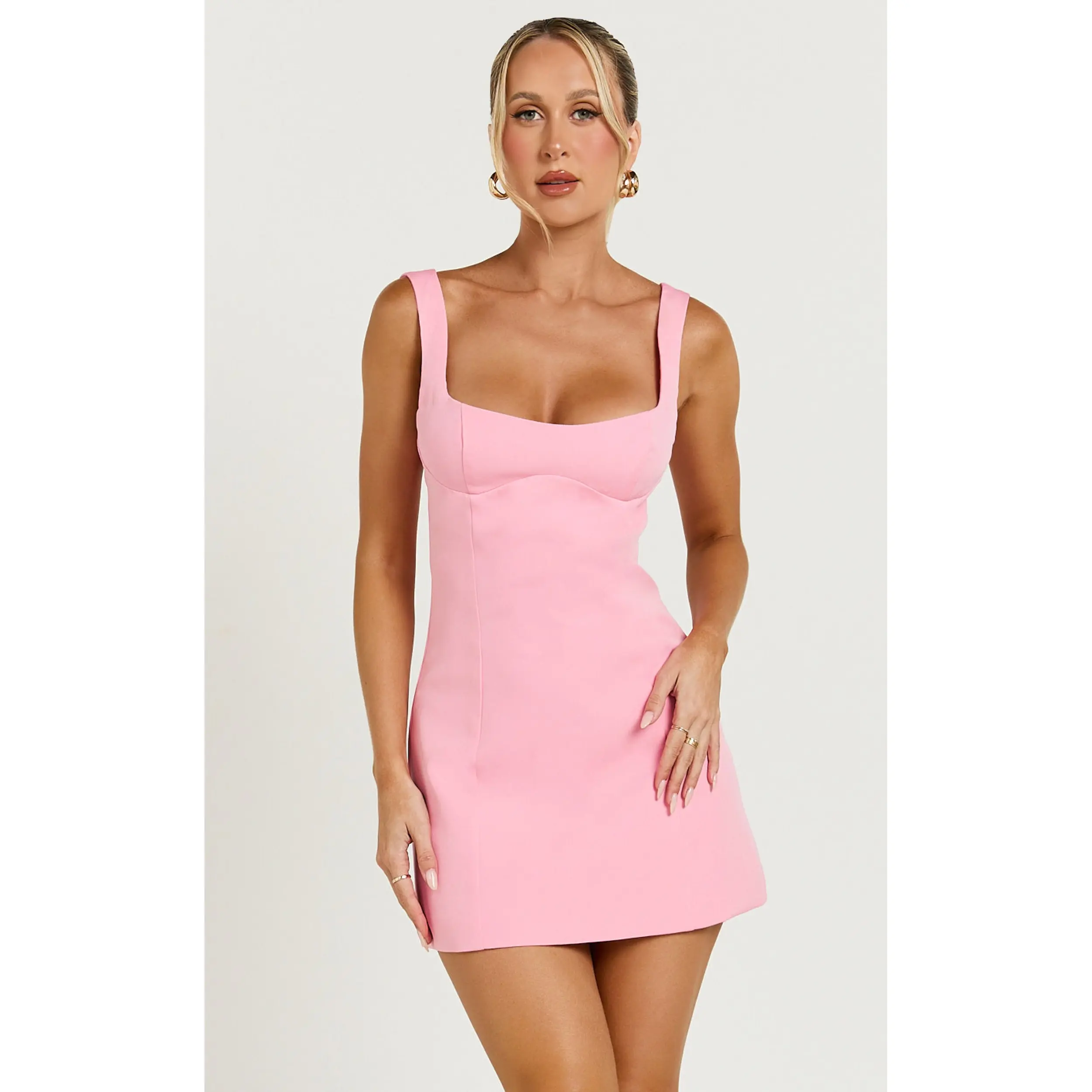 Aretha Mini Dress - Panel Dress in Pink