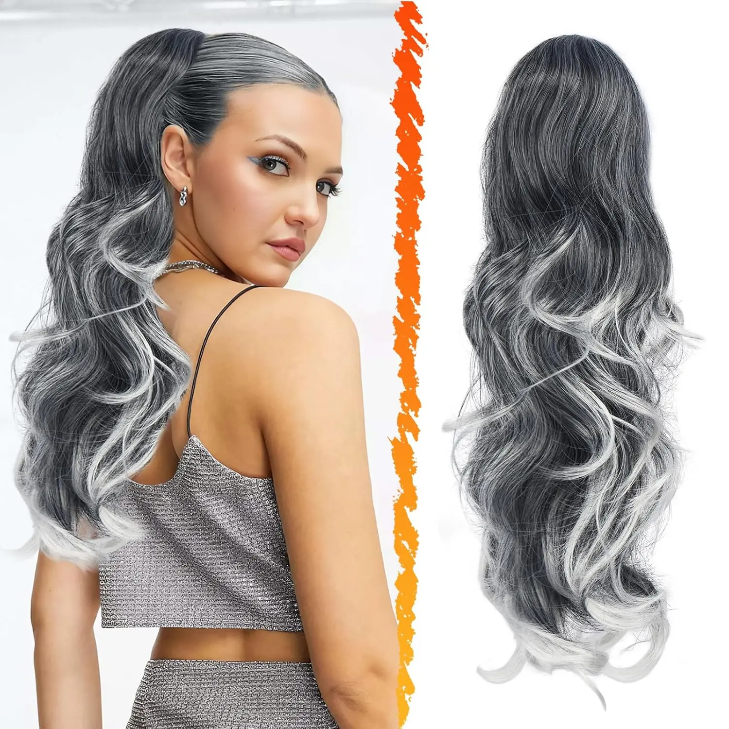 Dark Gray & White Tips