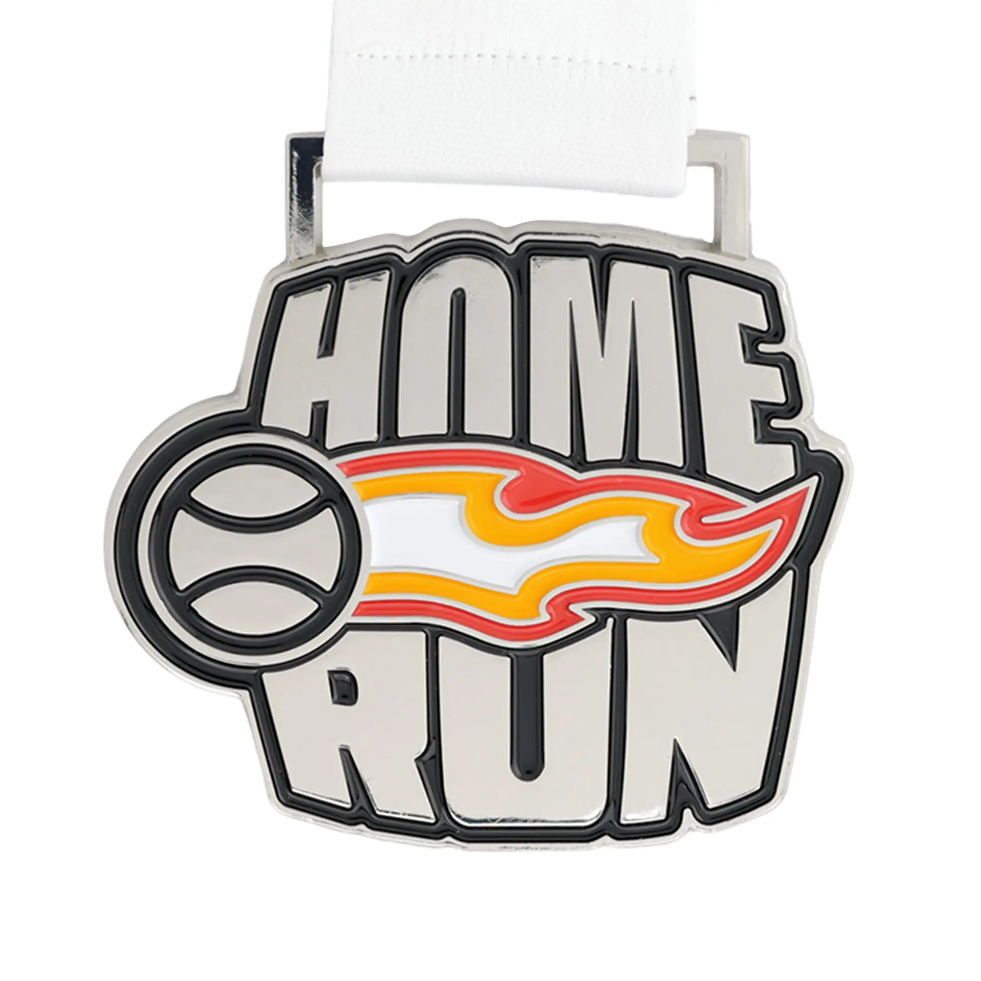 MED27 Home Run Medal Silver&Red