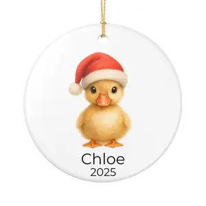 Baby Duck First Christmas Ornament - Personalized Watercolor Holiday Gift - Cute Farm Animal Keepsake for 2025