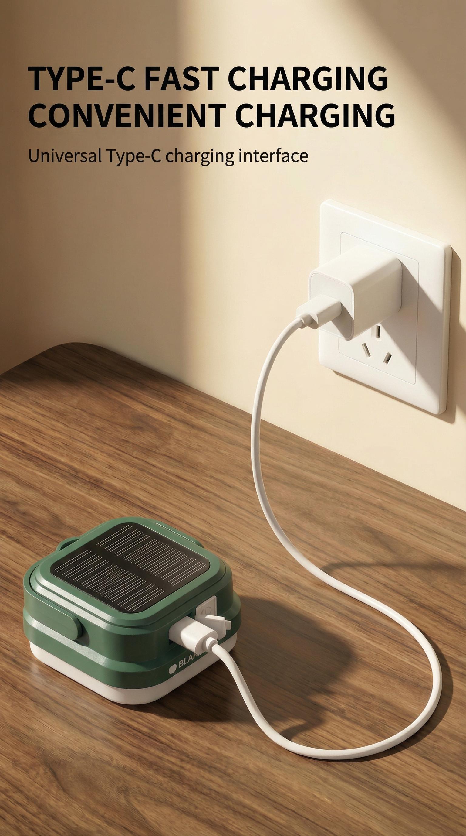 Black Panda Portable Solar Camping Lantern Solar & USB-C Dual Charging High Brightness Daily water resistant Multiple Lighting Modes