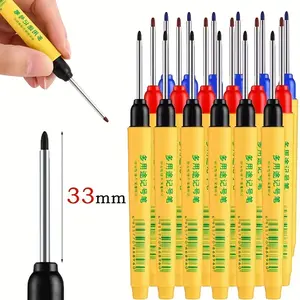 6 pieces/set of brand new high-quality 33mm black, blue, and red deep hole long head marking pens, woodworking drilling tile marking pens, Multi Purpose Pens, Permanent Drawing Markers