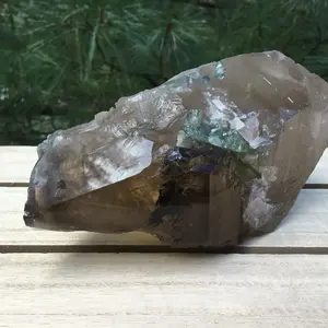 Big Brazilian Smoky Citrine Matrix Blue Tourmaline Crystal