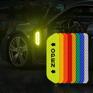 4pcs Reflective Car Door Sticker Safety Opening Warning Reflector Tape Decal Auto Car Accessories Exterior Interior Reflector Sticker