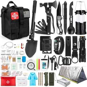 Kit, 250Pcs Gear First Aid Kit with Molle System Compatible Bag and Emergency Tent, Emergency Kit for Earthquake, Outdoor Adventure, Hiking, Hunting, Gifts for Men Women
