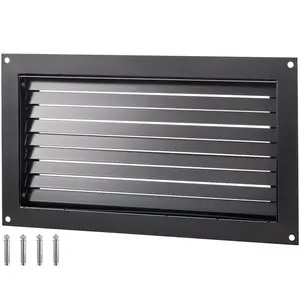 VEVOR Foundation Flood Vent,  , 8\" Height x 16\" Width Flood Vent, to Reduce Foundation Damage and Flood Risk, Black, Wall Mounted Flood Vent, for Garages & Full Height Enclosures