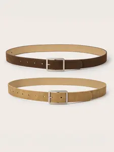 Women's Square Buckle Fashion Belt, Suede Waistband for All Seasons, Halloween Simple Versatile Daily Wear, Casual Style, Trendy Belt
