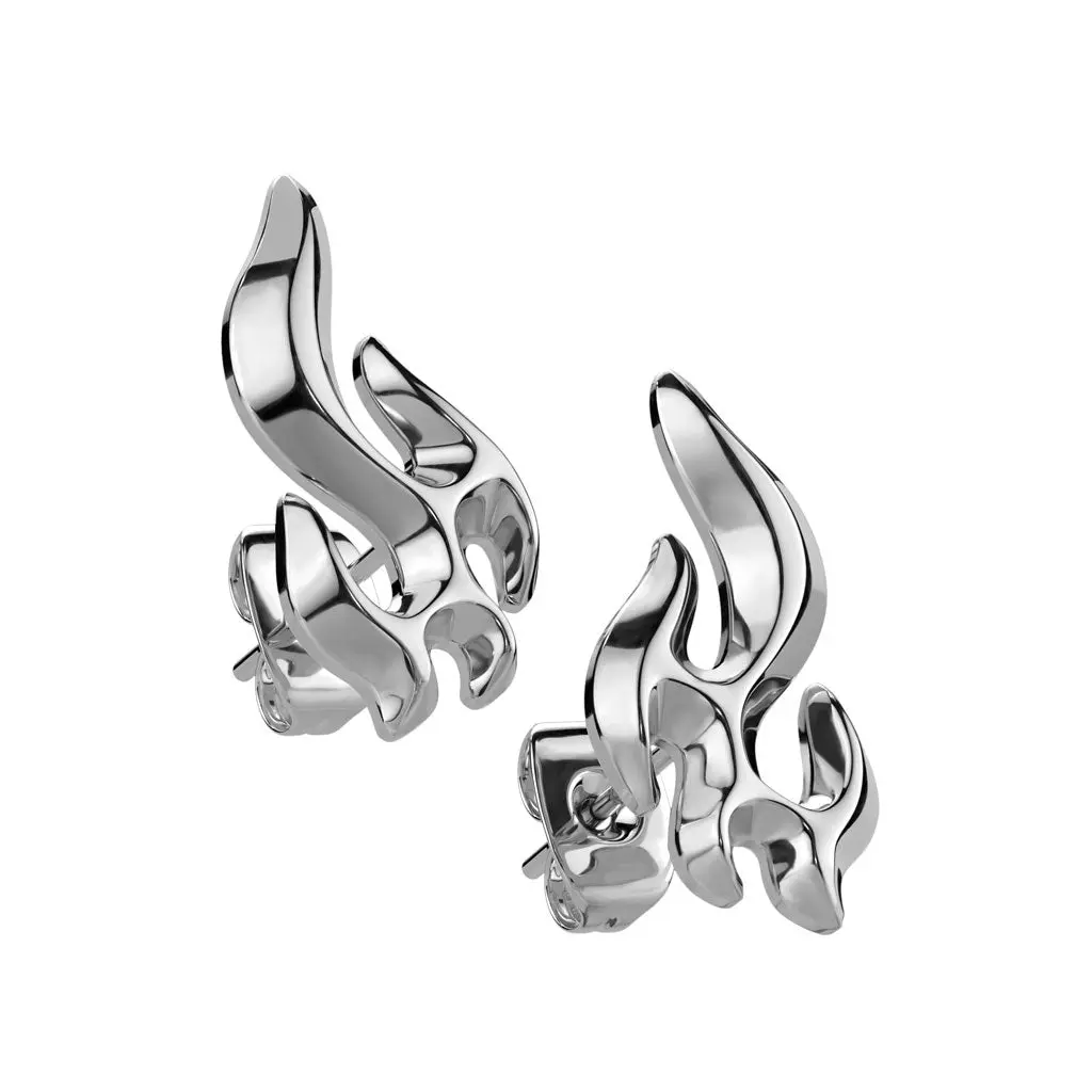 Flame Stud Earrings - 316L Stainless Steel