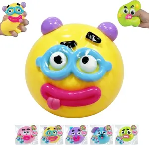 Detachable DIY Funny Face Squishy Balls, Mix and Match Facial Features Fidget Squeeze Toy, Super Soft TPR Stress Relief Decompression Toy, Sensory Anxiety Toy for Kids & Adults, Party Favor Prank Gift