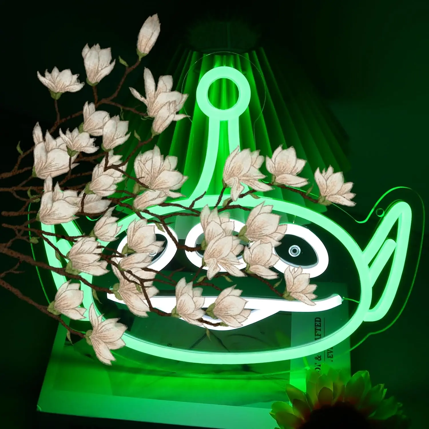 3-Eyed Neon Aliens Sign Wall Decor 12 * 10 inch | Dimmable Energy-Saving LED ，Plug and Play, Easy to Install, Green LED Light, Suitable for Bar, Bedroom and Party Wall Decor