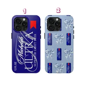 Couple Michelob ULTRA Blue Coquette Bow Tough Phone Case, iP 17/16/15/14/13/12/11/X/8 Pro Max Plus Mini Accessories