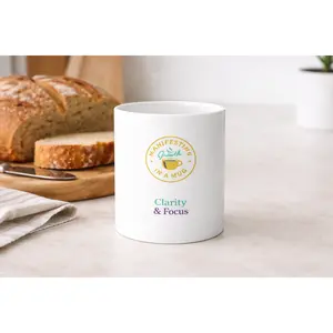 Attention & Organized Ceramic Mug - BPA-Free 100% Ceramic 11 oz Capacity Microwave Safe with C-shaped Handle for Clarity & Focus