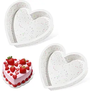 2P  Heart Shaped Cake Pans, 6 Inch Nonstick Cake Pan,   Heart Cake Baking Mold for Oven Dishwasher Safe-Creamdot