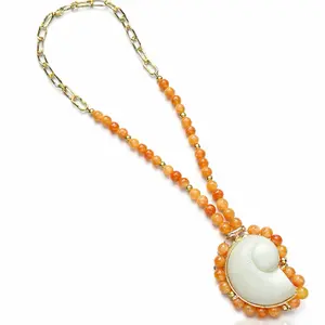 Natural stone beads seashell acrylic necklace