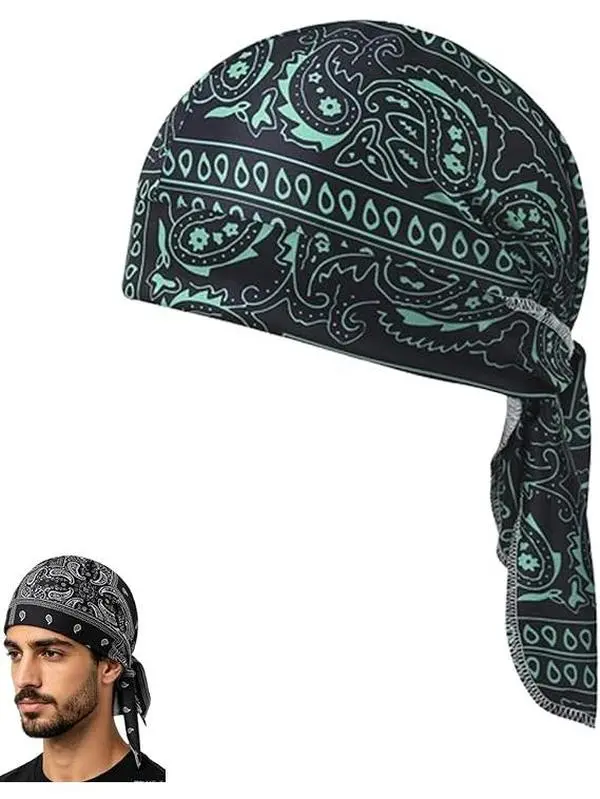 SakerPlus Elastic Cycling Sports Cap - Breathable Wicking Biker Head Wrap with Adjustable Tie-Back Bandana