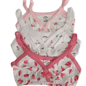 Maternity Girl Training Bra 3 Pieces - Floral Design with Pink Trim for Comfort and Style