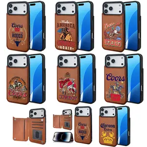 Cowboy Retro Lover Western Style Card Holder Wallet Brown Black Pink Casing For iphone 17 16 15 14 13 12 Air PRO PLUS MAX SAMSUNG GALAXY S22 S23 S24 S25 ULTRA PLUS PU Leather Stylish Gift Shockproof Protection Anti-Drop Phone Cases Shell Cover