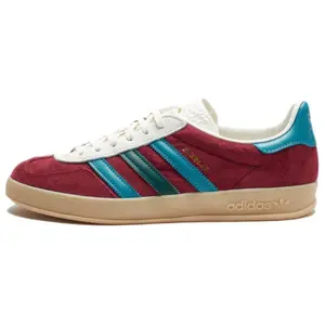Adidas Gazelle 'Collegiate Burgundy Green' Suede Sneakers - Iconic Stripe Design, Round Toe, Laces, All Seasons, Casual Retro Streetwear Shoes - Red