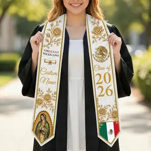 Personalized Mexican Graduation Stole 2026, Virgen de Guadalupe Catholic Sash, Orgullo Mexicano Senior Gift