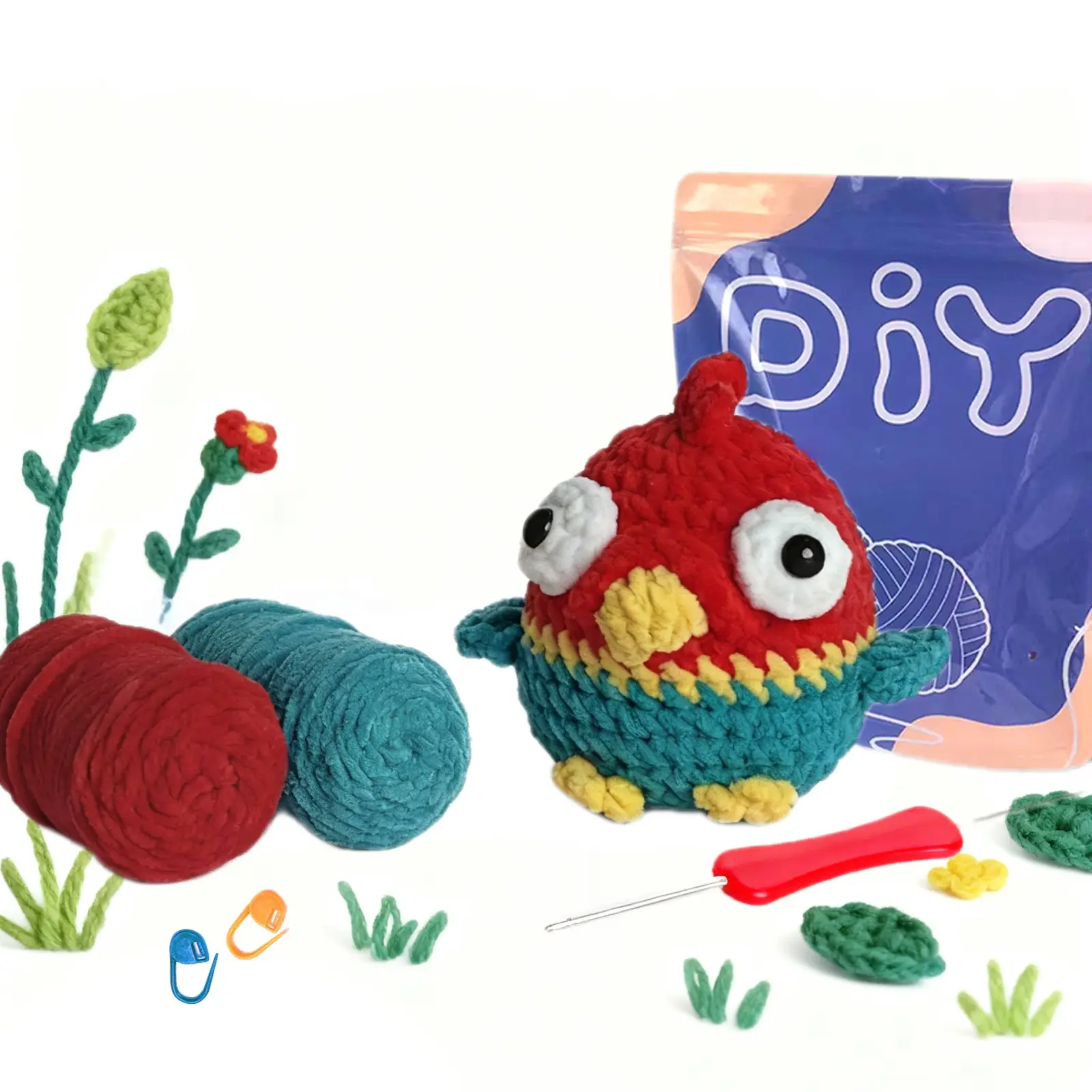 Yamaxin Parrot Shape Beginner Crochet Kit, DIY Knitting Material Pack, Includes Teaching Videos, Random Accessory Colors, Making Kit