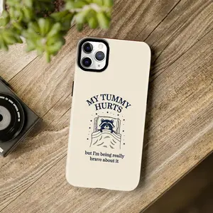 “Literally Me!” 🦝 Funny Raccoon Meme Case for iPhone 11 Pro, “My Tummy Hurts” Relatable Quote Cover, Viral TikTok Humor Case — 975