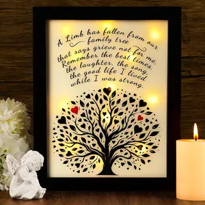 Memorial Gifts LED Shadow Box - Sympathy  in Memory of Loved One Gifts, Rememberance  for Loss of Mother Father Mom Dad, Funeral Condolences Bereavement Grief Gifts, Family Tree