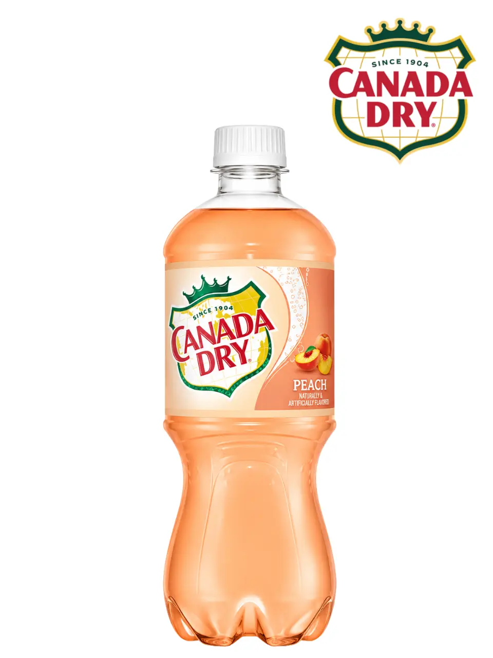 Canada Dry Peach Soda 20 FL OZ | Single Bottle, 3 Pack or 7 Pack | Peach Flavored Soda | NYC Bodega Favorite | NY Snack Pantry