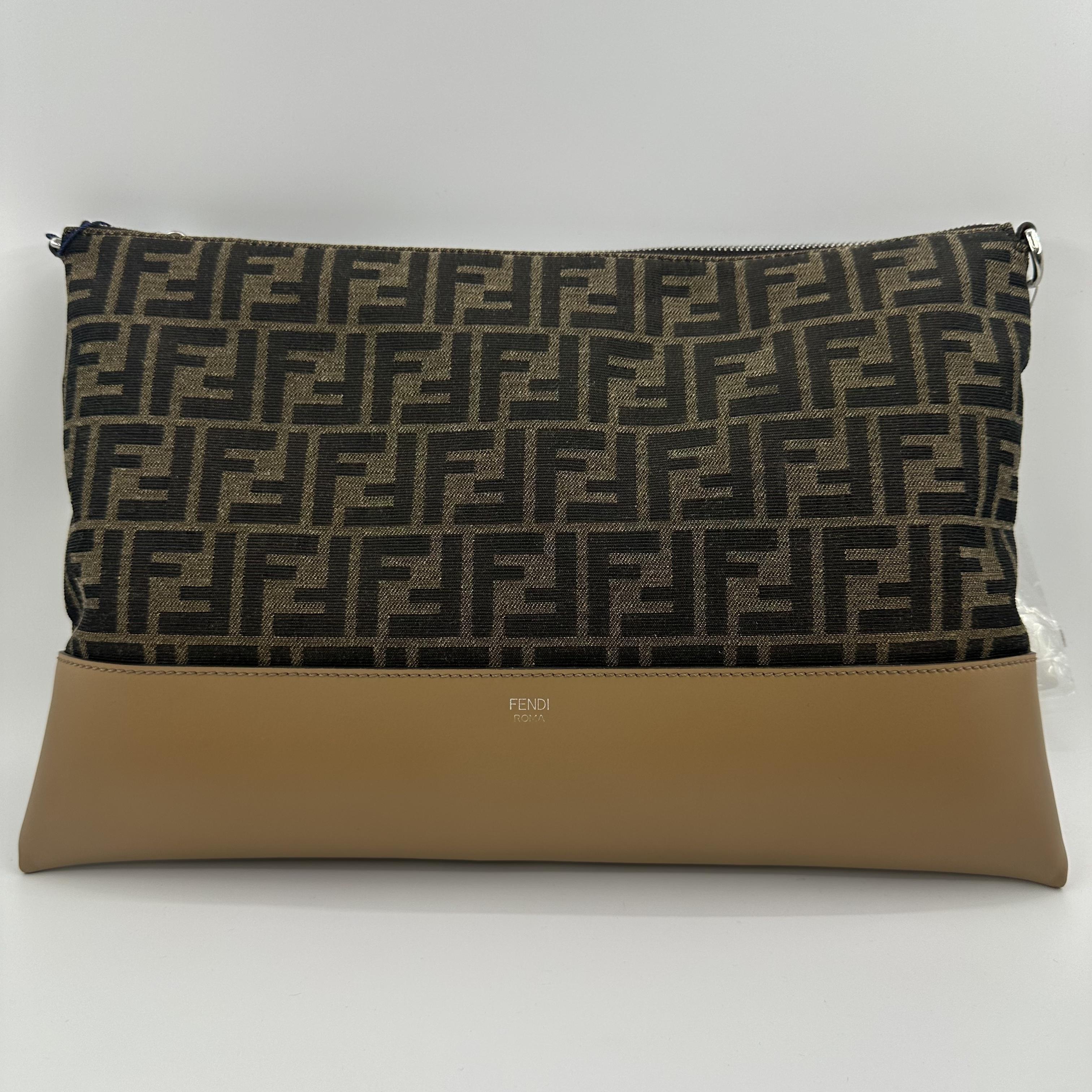 Pre-owned FENDI canvas leather handbag