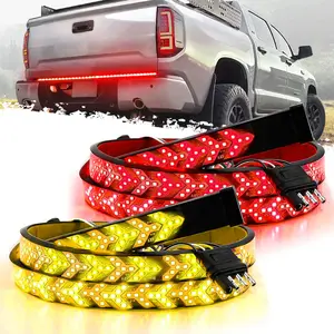 60-Inch LED Tailgate Lights, Fishbone Shaped LED Tailgate Light Bar | IP67 Waterproof, Red & Amber Bright Turn Signal Running Lamp | LED Strip Lights Bar for Pickup Trailer SUV RV, Universal Car Accessories