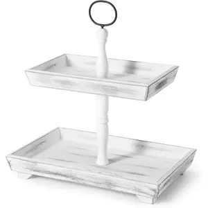 Tiered Tray for Decors Wood Two Tiered Tray Gift Organiser