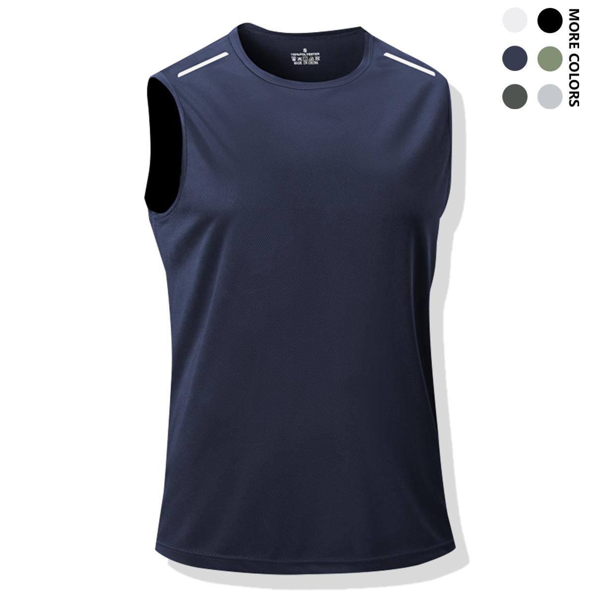 6pcs Set Summer Ice Sliky Fiber Fabric Men's Sleeveless T-Shirt Sports Quick-Dry Vest New Breathable Stretch Tank Top