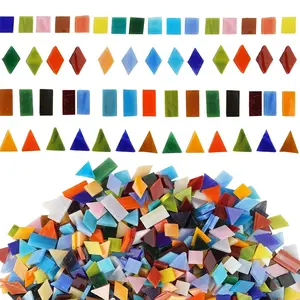 Colorful Glass Square Triangle Prism DIY Mosaic Kit, Full Color Mix, Handmade Creative Stone Making Materials, Crystal Glass Beads